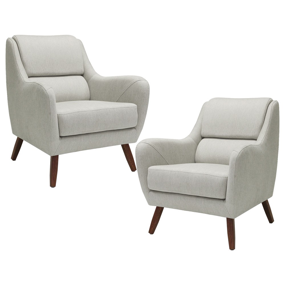Kit 02 Poltronas Decorativas Para Sala de Estar e Recepção Gooby D02 Linho Bege C-107 - Lyam Decor
