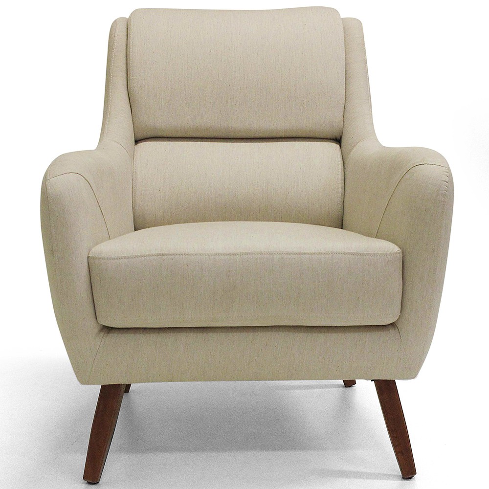Kit 02 Poltronas Decorativas Para Sala de Estar e Recepção Gooby D02 Linho Bege C-129 - Lyam Decor