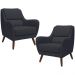Kit 02 Poltronas Decorativas Para Sala de Estar e Recepção Gooby D02 Linho Chumbo D-465 - Lyam Decor