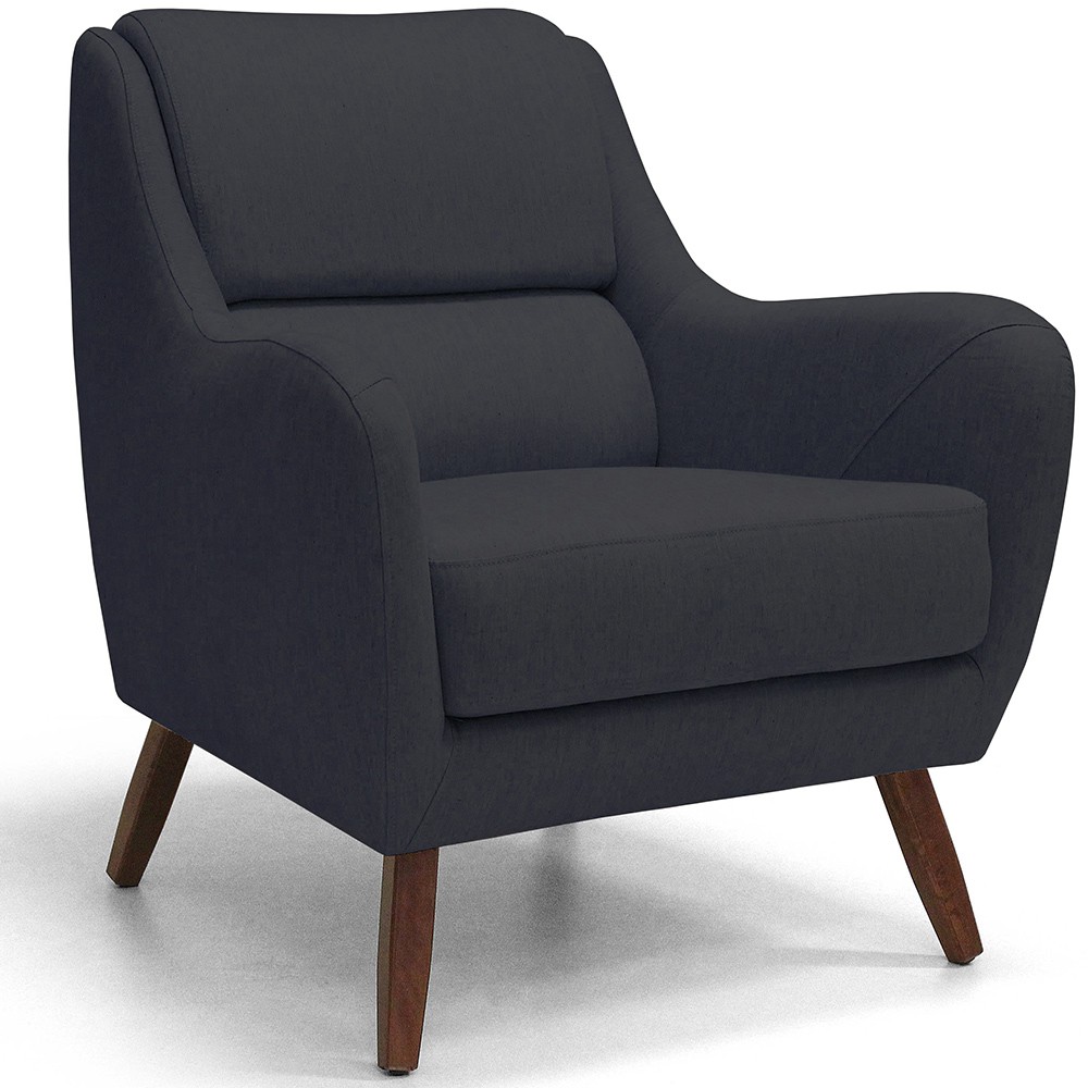 Kit 02 Poltronas Decorativas Para Sala de Estar e Recepção Gooby D02 Linho Chumbo D-465 - Lyam Decor