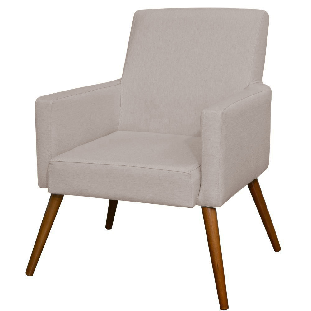 Kit 02 Poltronas Decorativas Para Sala de Estar e Recepção Maria W01 Linho Bege - Lyam Decor