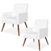 Kit 02 Poltronas Decorativas Para Sala de Estar e Recepção Maria W01 Pés Palito Corino Branco - Lyam Decor