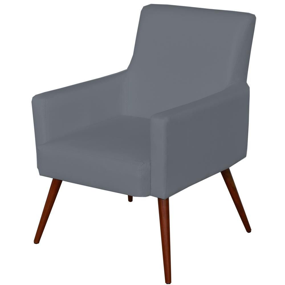 Kit 02 Poltronas Decorativas Para Sala de Estar e Recepção Maria W01 Pés Palito Corino Cinza - Lyam Decor