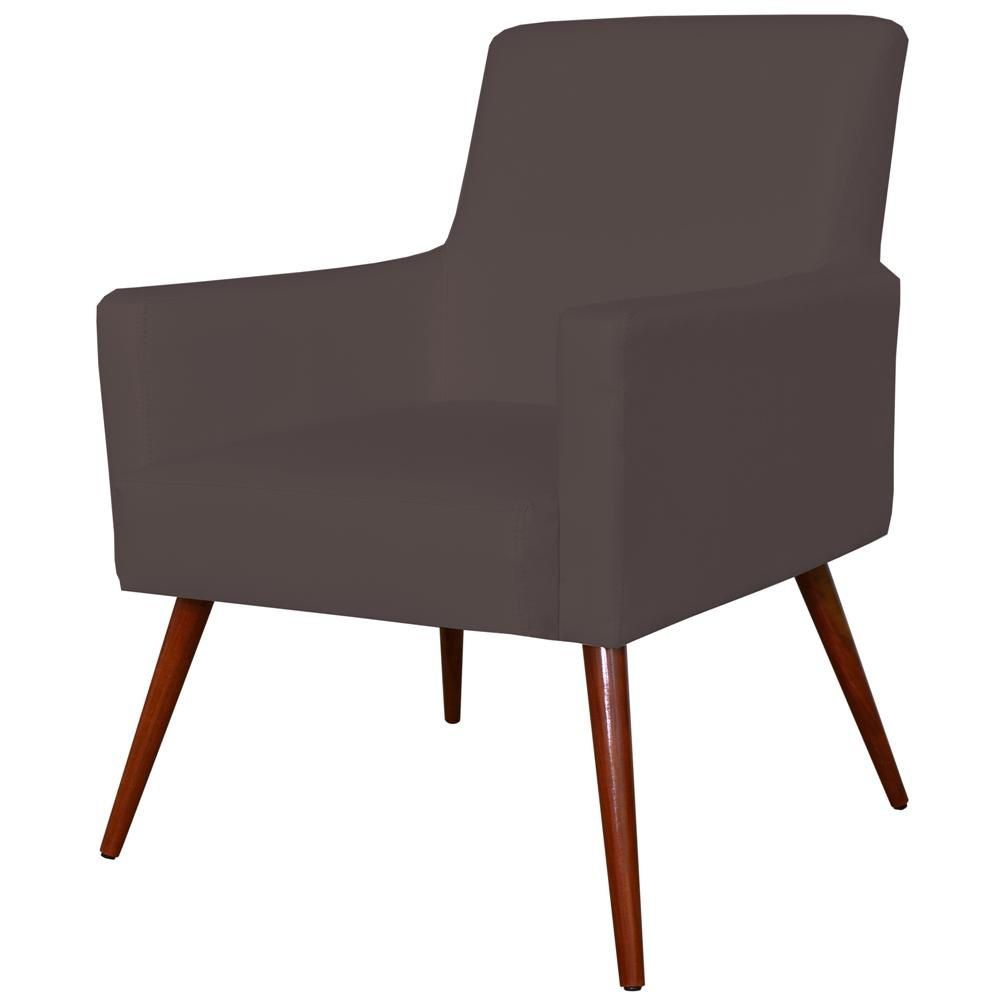 Kit 02 Poltronas Decorativas Para Sala de Estar e Recepção Maria W01 Pés Palito Corino Marrom - Lyam Decor