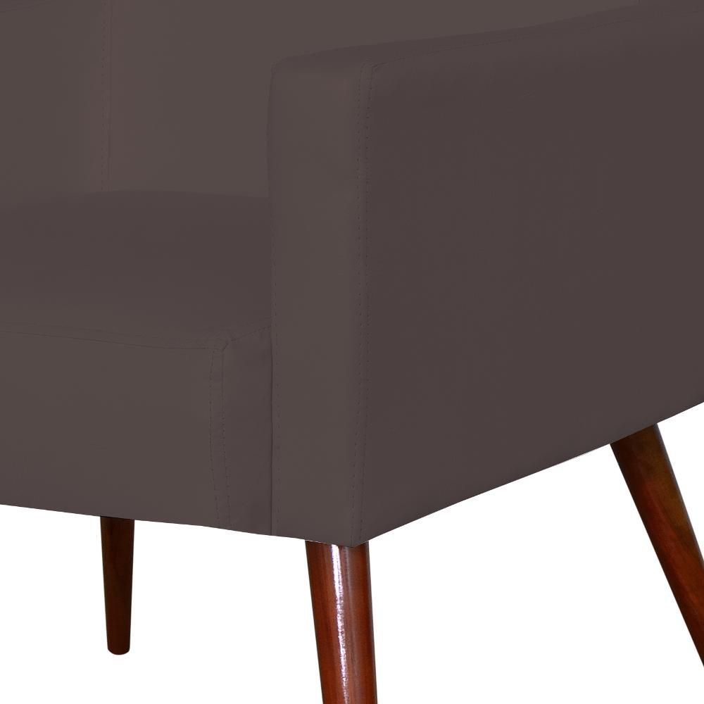 Kit 02 Poltronas Decorativas Para Sala de Estar e Recepção Maria W01 Pés Palito Corino Marrom - Lyam Decor