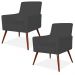Kit 02 Poltronas Decorativas Para Sala de Estar e Recepção Maria W01 Pés Palito Corino Preto - Lyam Decor