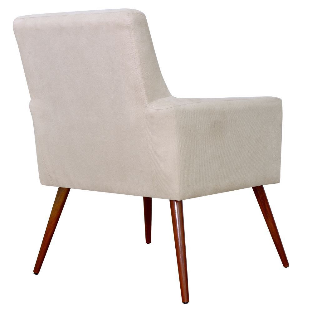 Kit 02 Poltronas Decorativas Para Sala de Estar e Recepção Maria W01 Pés Palito Suede Bege - Lyam Decor