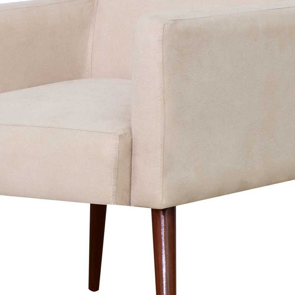 Kit 02 Poltronas Decorativas Para Sala de Estar e Recepção Maria W01 Pés Palito Suede Bege - Lyam Decor