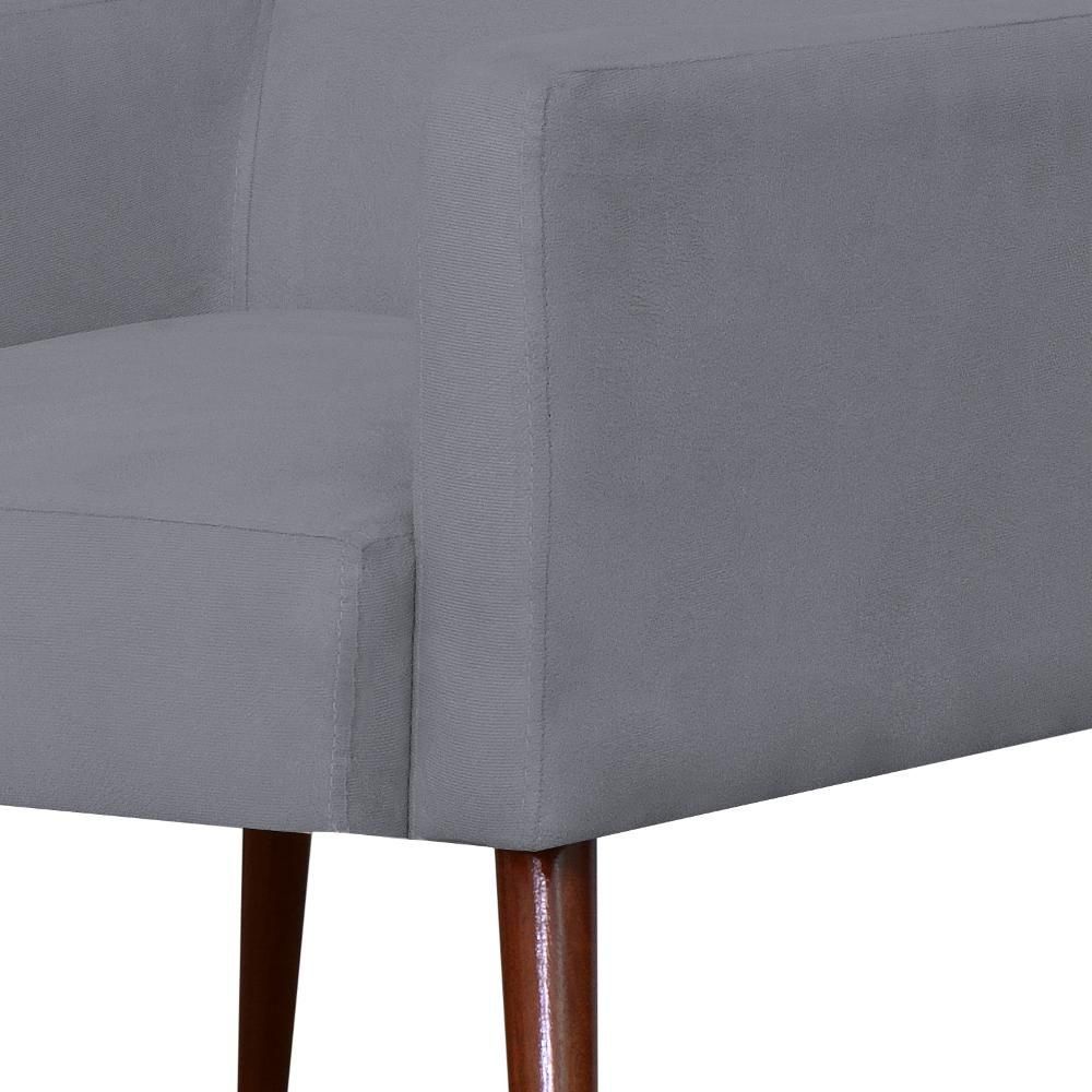 Kit 02 Poltronas Decorativas Para Sala de Estar e Recepção Maria W01 Pés Palito Suede Cinza - Lyam Decor