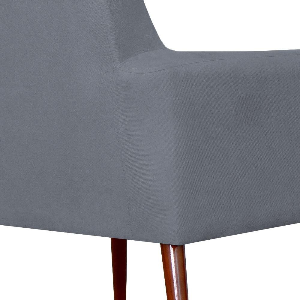 Kit 02 Poltronas Decorativas Para Sala de Estar e Recepção Maria W01 Pés Palito Suede Cinza - Lyam Decor