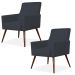 Kit 02 Poltronas Decorativas Para Sala de Estar e Recepção Maria W01 Pés Palito Suede Preto - Lyam Decor