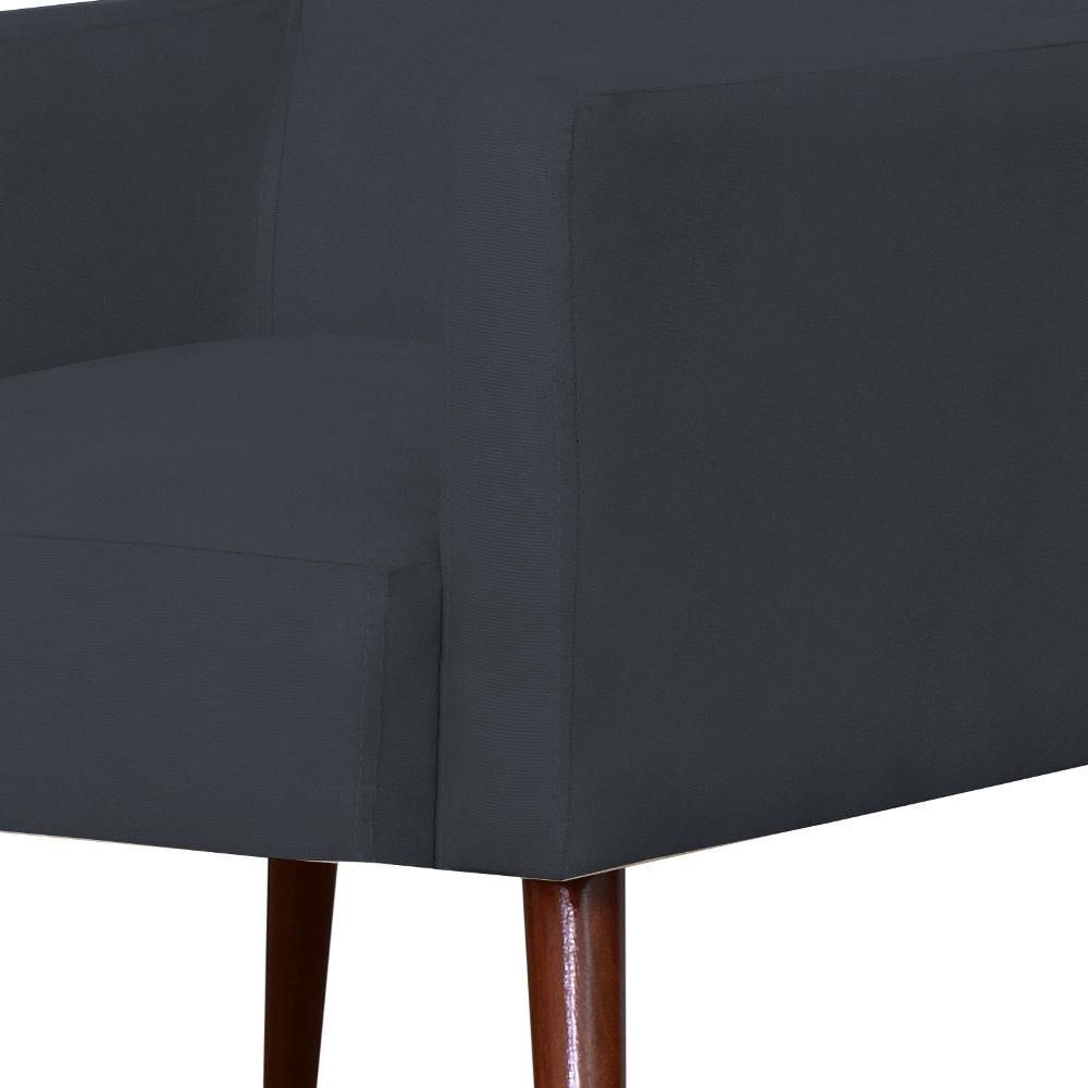 Kit 02 Poltronas Decorativas Para Sala de Estar e Recepção Maria W01 Pés Palito Suede Preto - Lyam Decor