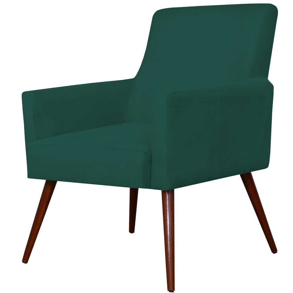 Kit 02 Poltronas Decorativas Para Sala de Estar e Recepção Maria W01 Pés Palito Verde Musgo - Lyam Decor