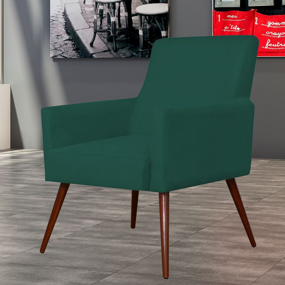 Kit 02 Poltronas Decorativas Para Sala de Estar e Recepção Maria W01 Pés Palito Verde Musgo - Lyam Decor