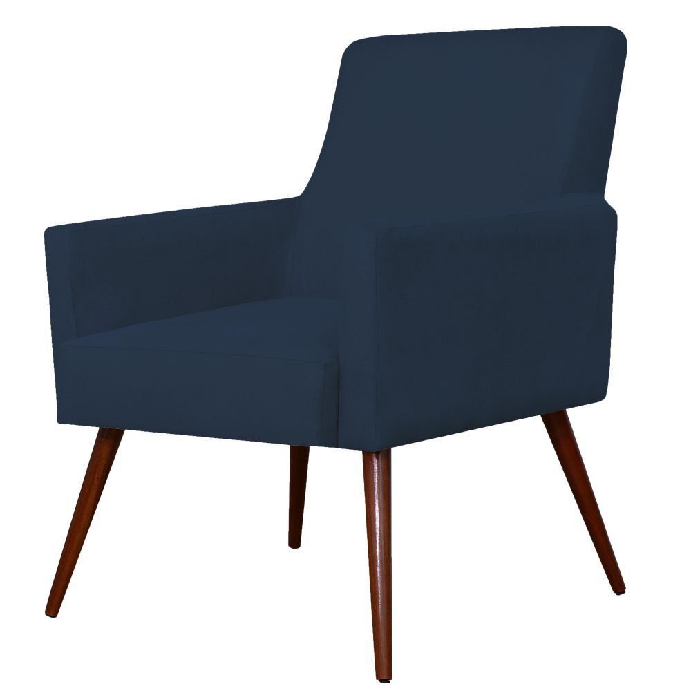 Kit 02 Poltronas Decorativas Para Sala de Estar e Recepção Maria W01 Suede Azul Marinho - Lyam Decor