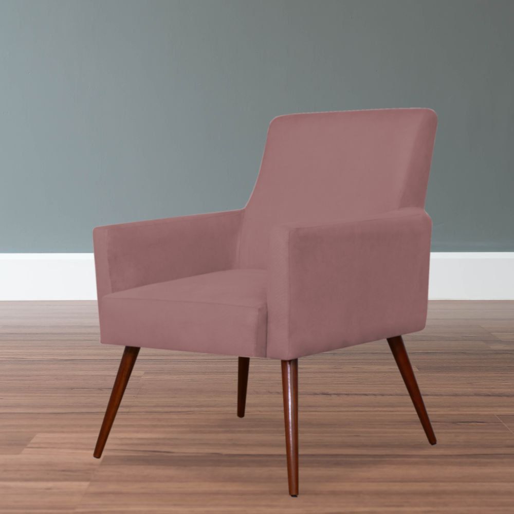 Kit 02 Poltronas Decorativas Para Sala de Estar e Recepção Maria W01 Suede Rosê - Lyam Decor