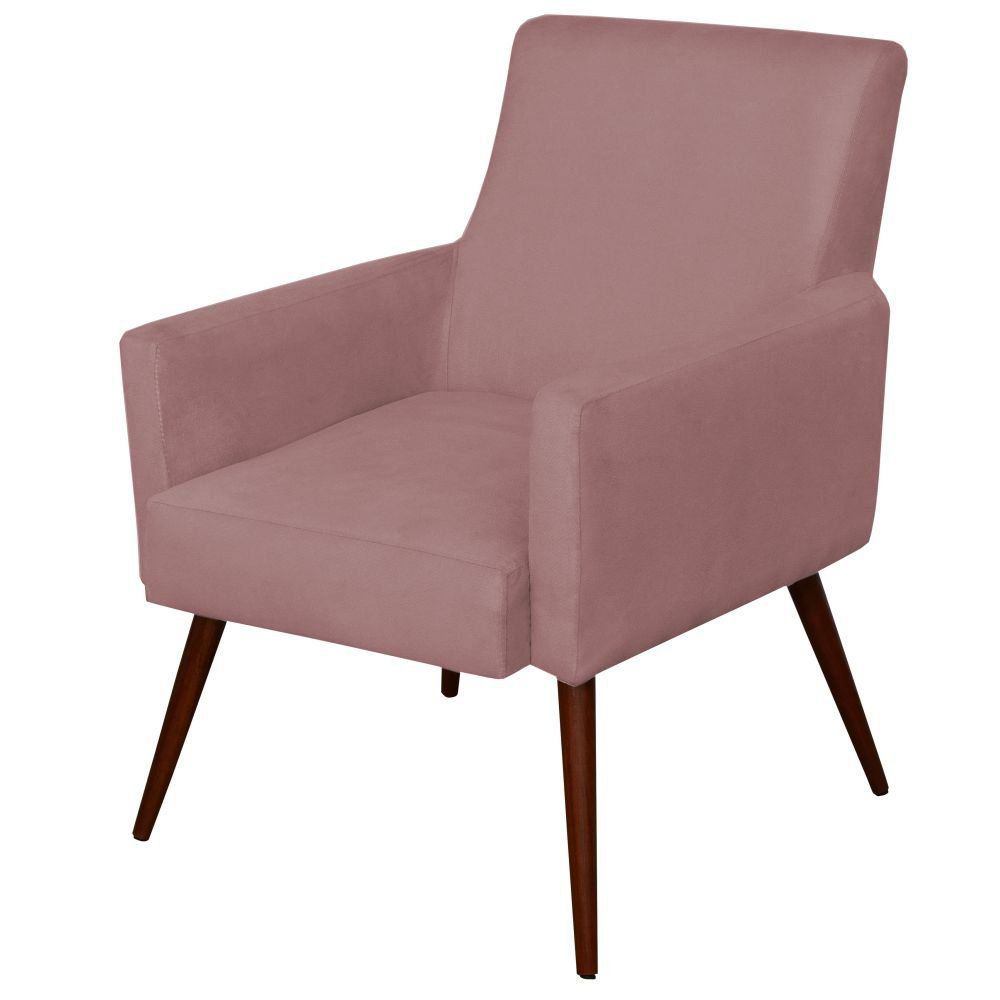 Kit 02 Poltronas Decorativas Para Sala de Estar e Recepção Maria W01 Suede Rosê - Lyam Decor