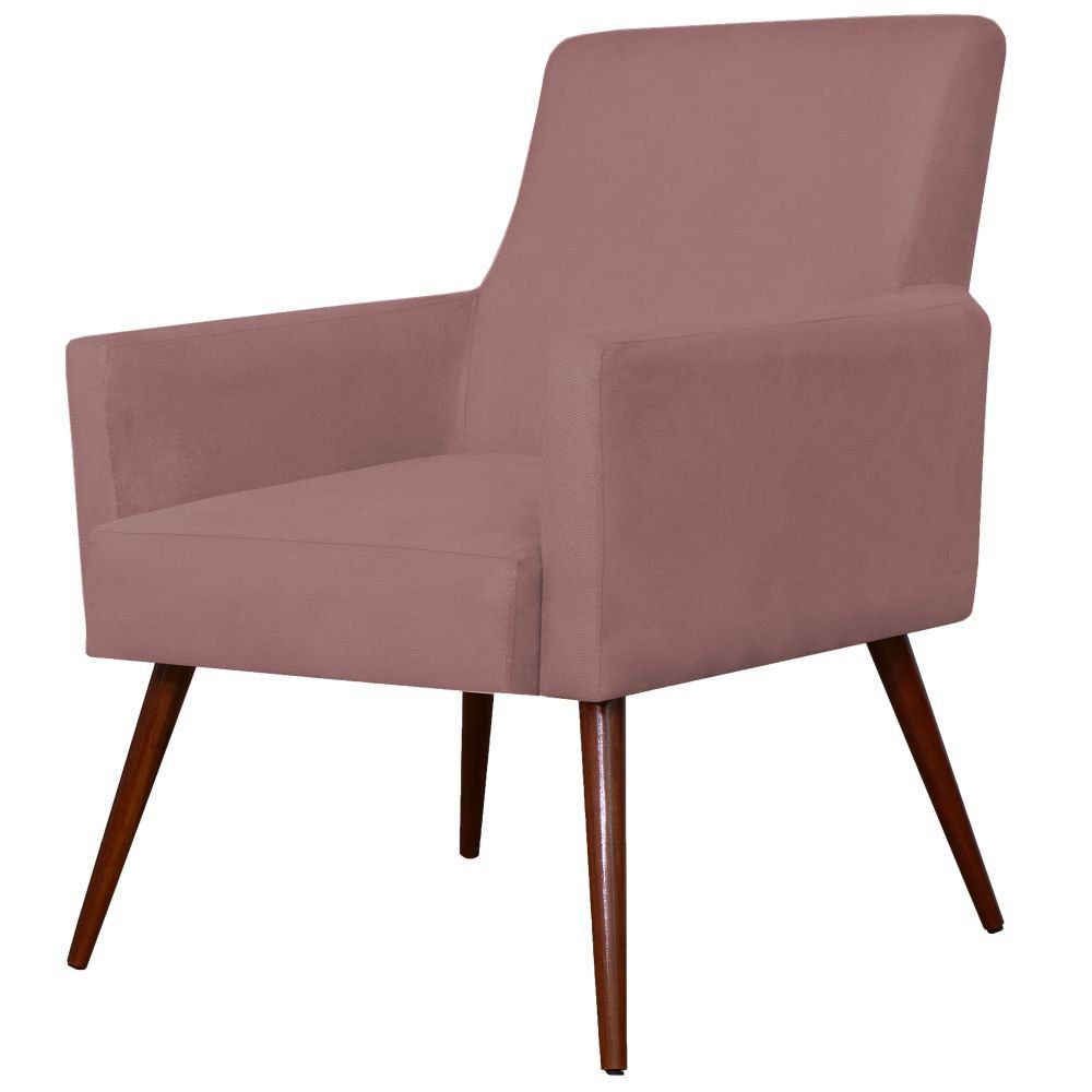 Kit 02 Poltronas Decorativas Para Sala de Estar e Recepção Maria W01 Suede Rosê - Lyam Decor
