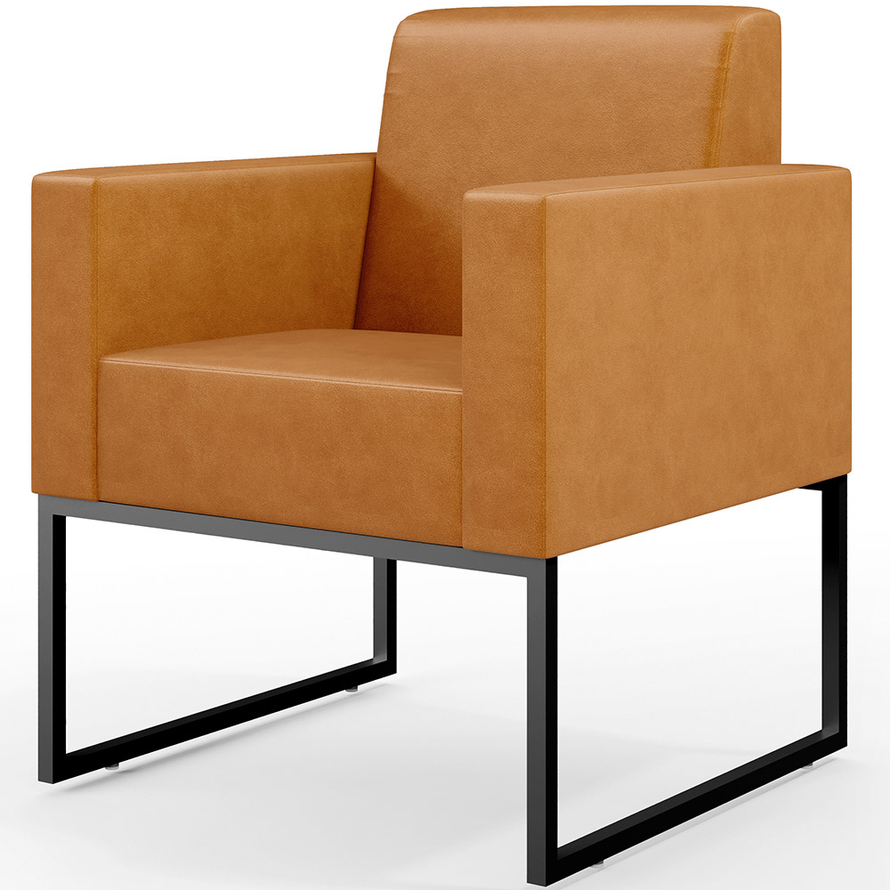 Kit 02 Poltronas Decorativas Sala Base fixa Metal Helô L02 Couríssimo Whisky - Lyam Decor