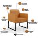 Kit 02 Poltronas Decorativas Sala Base fixa Metal Helô L02 Couríssimo Whisky - Lyam Decor