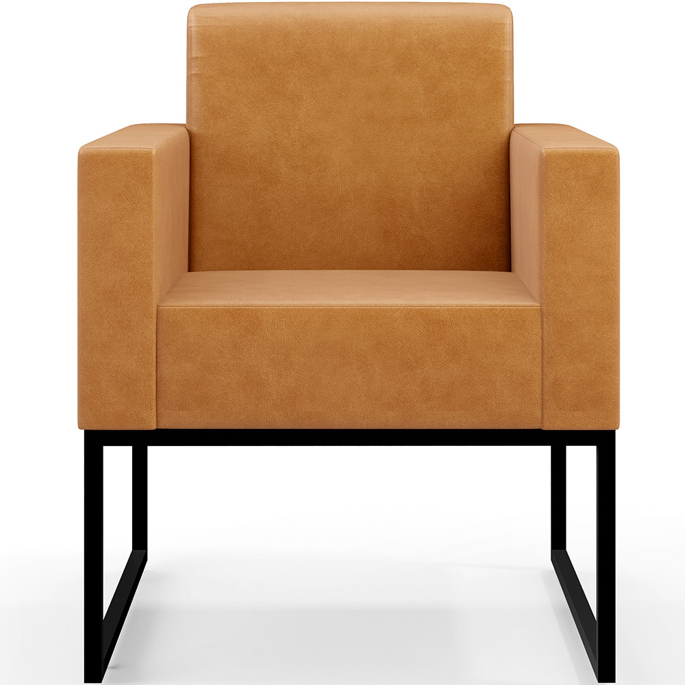 Kit 02 Poltronas Decorativas Sala Base fixa Metal Helô L02 Couríssimo Whisky - Lyam Decor