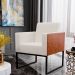 Kit 02 Poltronas Decorativas Sala Base fixa Metal Helô L02 Linho Cru Couríssimo Camel - Lyam Decor