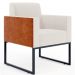 Kit 02 Poltronas Decorativas Sala Base fixa Metal Helô L02 Linho Cru Couríssimo Camel - Lyam Decor