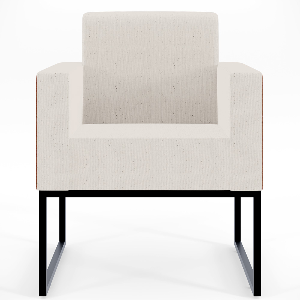 Kit 02 Poltronas Decorativas Sala Base fixa Metal Helô L02 Linho Cru Couríssimo Camel - Lyam Decor