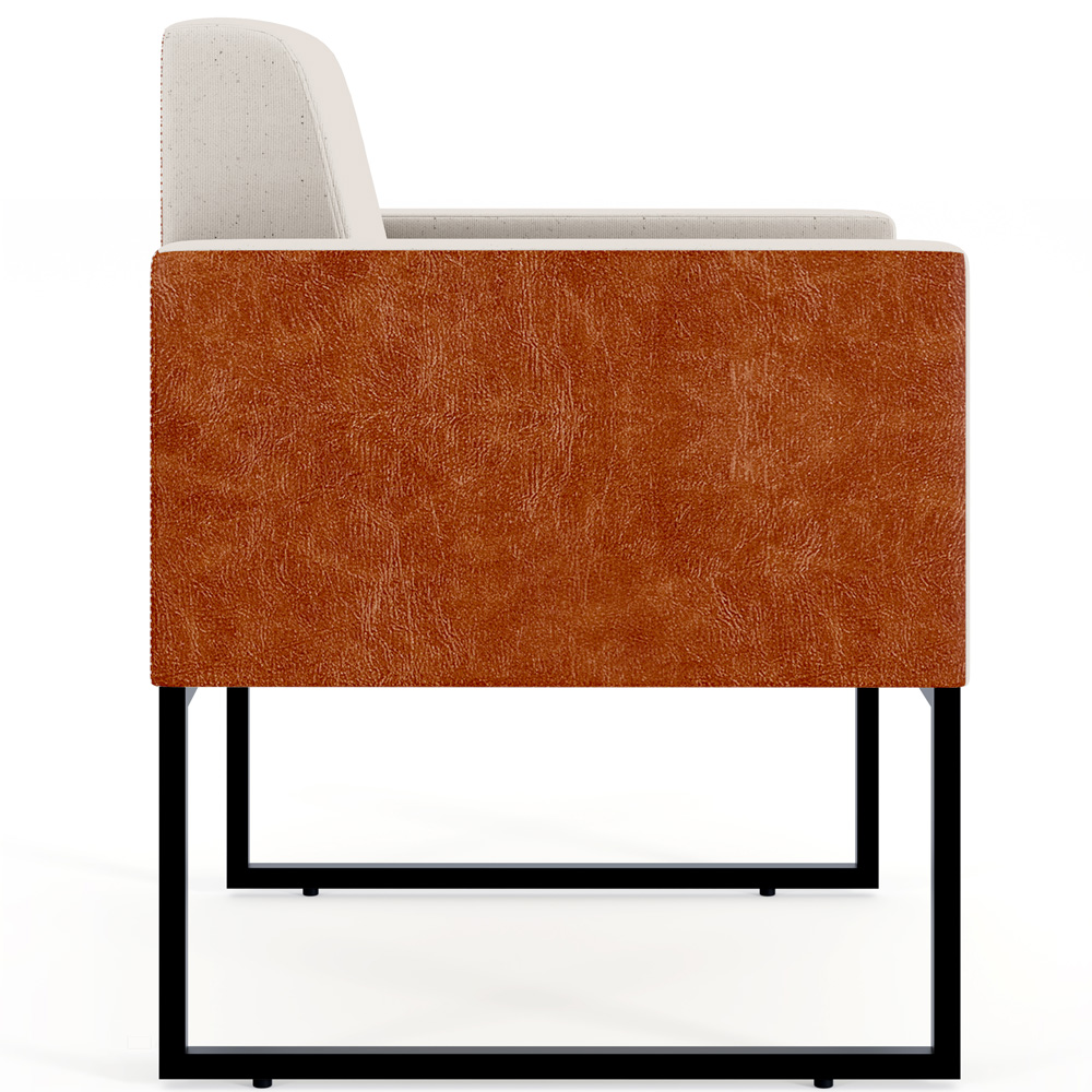 Kit 02 Poltronas Decorativas Sala Base fixa Metal Helô L02 Linho Cru Couríssimo Camel - Lyam Decor