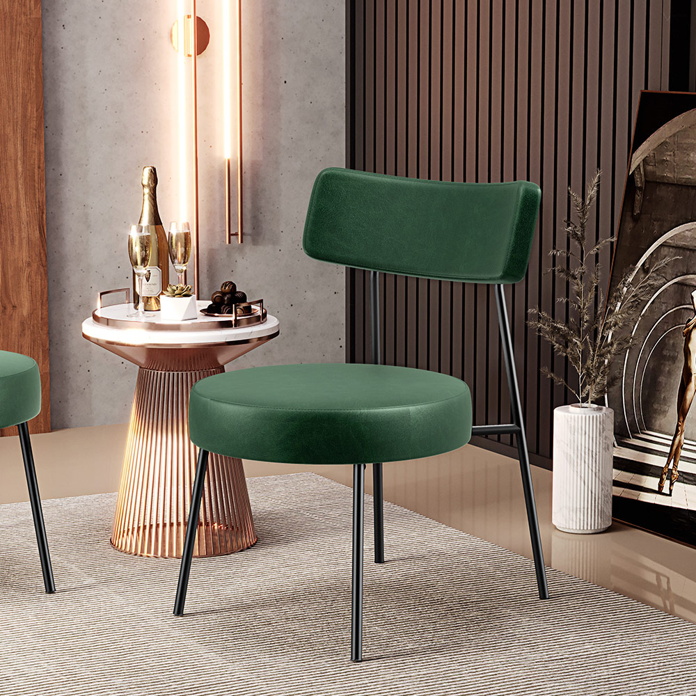 Kit 02 Poltronas Decorativas Sala De Estar Base Fixa Londres F01 Couríssimo Verde Musgo - Lyam Decor