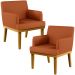 Kit 02 Poltronas Decorativas Sala De Estar Beatriz Base Mel W01 Tecido Terracota - Lyam Decor