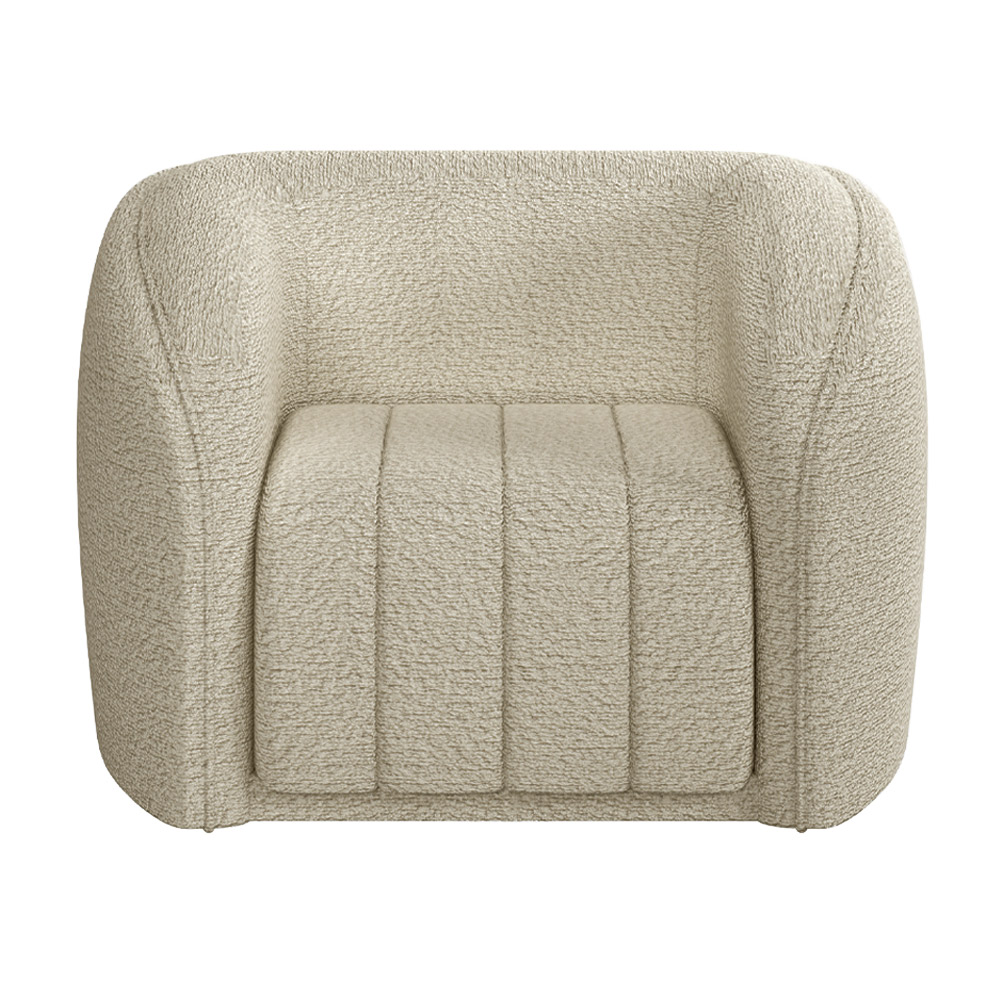 Kit 02 Poltronas Decorativas Sala De Estar Lazio M03 Bouclê Bege - Lyam Decor