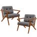 Kit 02 Poltronas Decorativas Sala Estar Cintas de Corano Laís B04 Linho Cinza Escuro - Lyam Decor