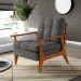 Kit 02 Poltronas Decorativas Sala Estar Encosto Ripado Emília B04 Linho Cinza Escuro - Lyam Decor