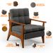 Kit 02 Poltronas Decorativas Sala Estar Encosto Ripado Emília B04 Linho Cinza Escuro - Lyam Decor