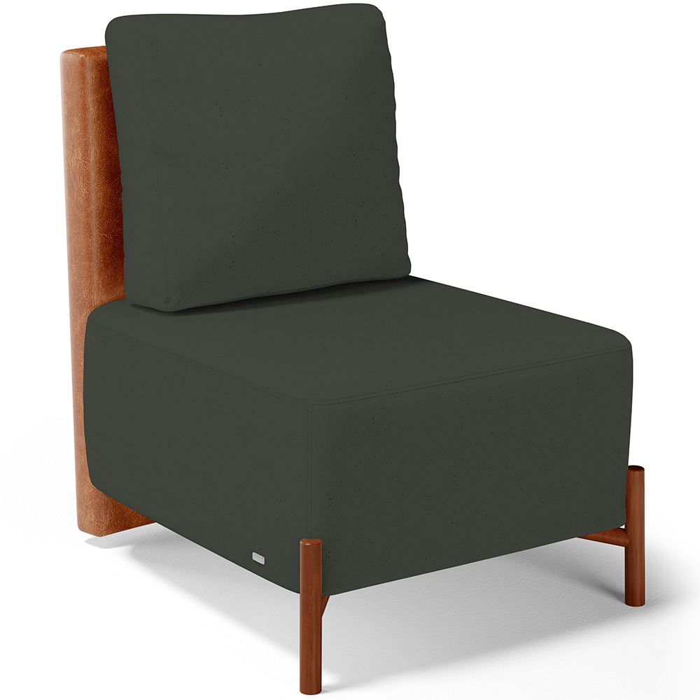Kit 02 Poltronas Decorativas Sala Estar Living Hungria L02 Couríssimo Camel Linho Verde Musgo - Lyam