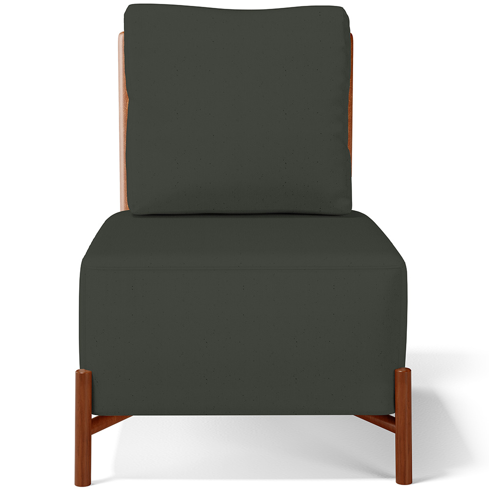 Kit 02 Poltronas Decorativas Sala Estar Living Hungria L02 Couríssimo Camel Linho Verde Musgo - Lyam