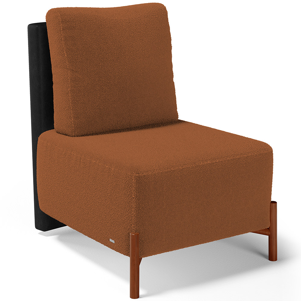 Kit 02 Poltronas Decorativas Sala Estar Living Hungria L02 Couríssimo Preto Bouclê Terracota - Lyam