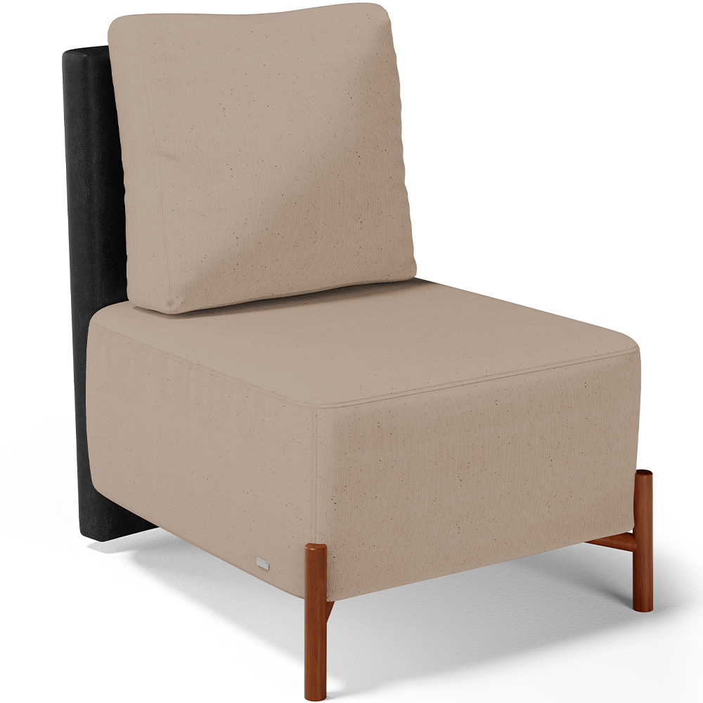 Kit 02 Poltronas Decorativas Sala Estar Living Hungria L02 Couríssimo Preto Linho Bege Escuro - Lyam