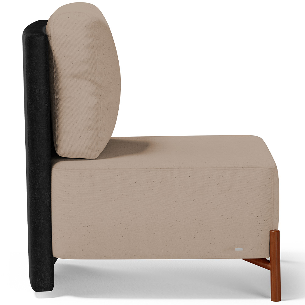 Kit 02 Poltronas Decorativas Sala Estar Living Hungria L02 Couríssimo Preto Linho Bege Escuro - Lyam