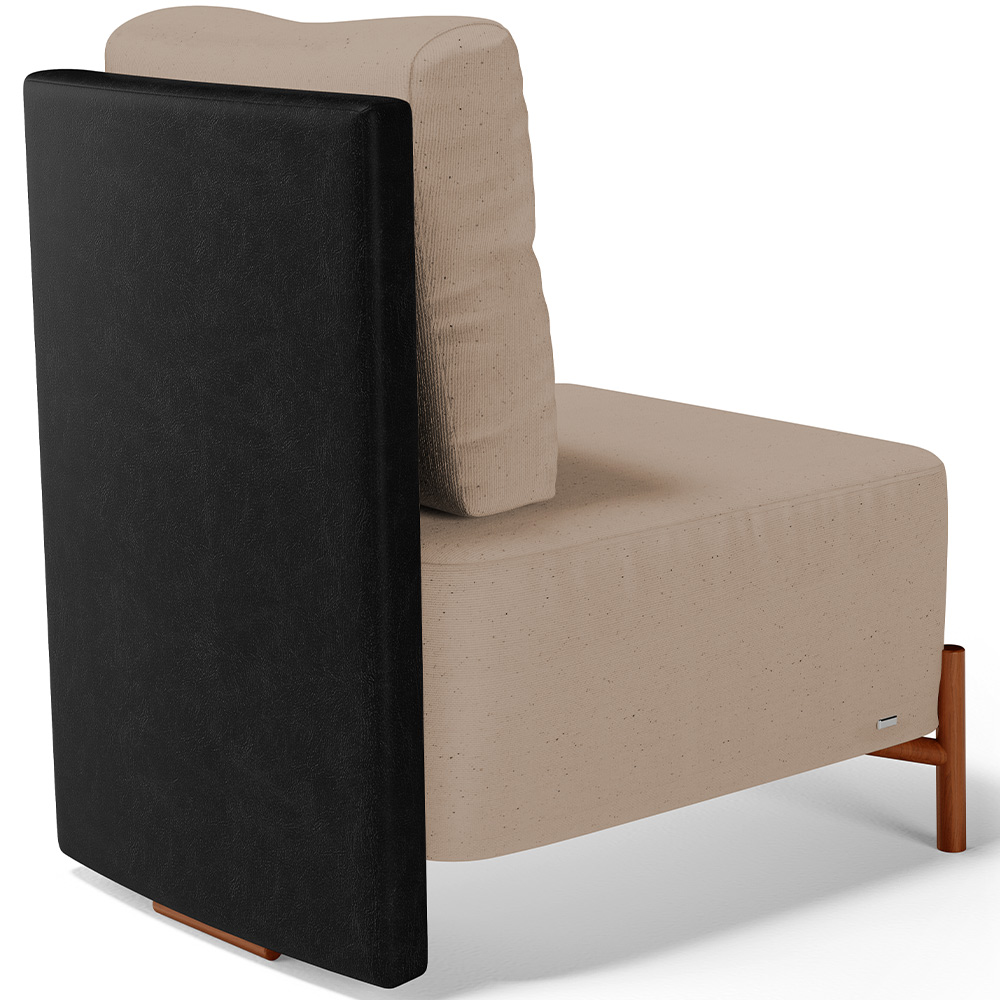 Kit 02 Poltronas Decorativas Sala Estar Living Hungria L02 Couríssimo Preto Linho Bege Escuro - Lyam