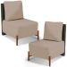 Kit 02 Poltronas Decorativas Sala Estar Living Hungria L02 Couríssimo Verde Linho Bege Escuro - Lyam