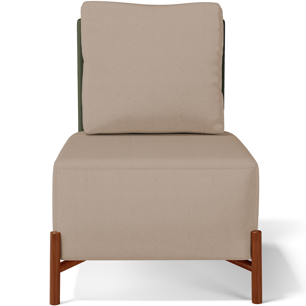 Kit 02 Poltronas Decorativas Sala Estar Living Hungria L02 Couríssimo Verde Linho Bege Escuro - Lyam