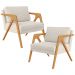 Kit 02 Poltronas Decorativas Sala Estar Pietra Estrutura De Madeira L02 Linho Champagne - Lyam Decor