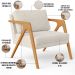 Kit 02 Poltronas Decorativas Sala Estar Pietra Estrutura De Madeira L02 Linho Champagne - Lyam Decor