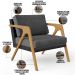 Kit 02 Poltronas Decorativas Sala Estar Pietra L02 Couríssimo Preto Linho Cinza Escuro - Lyam Decor