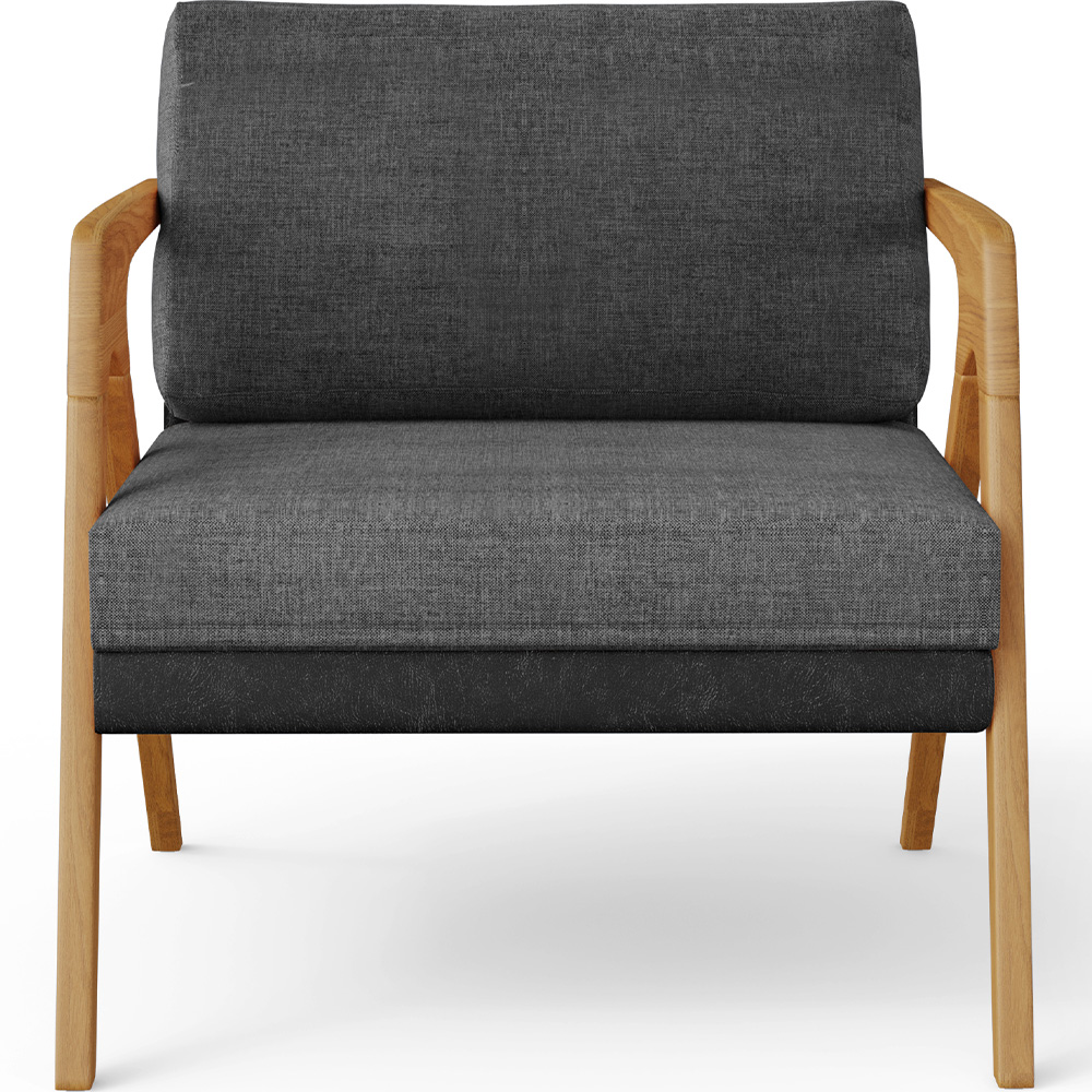 Kit 02 Poltronas Decorativas Sala Estar Pietra L02 Couríssimo Preto Linho Cinza Escuro - Lyam Decor