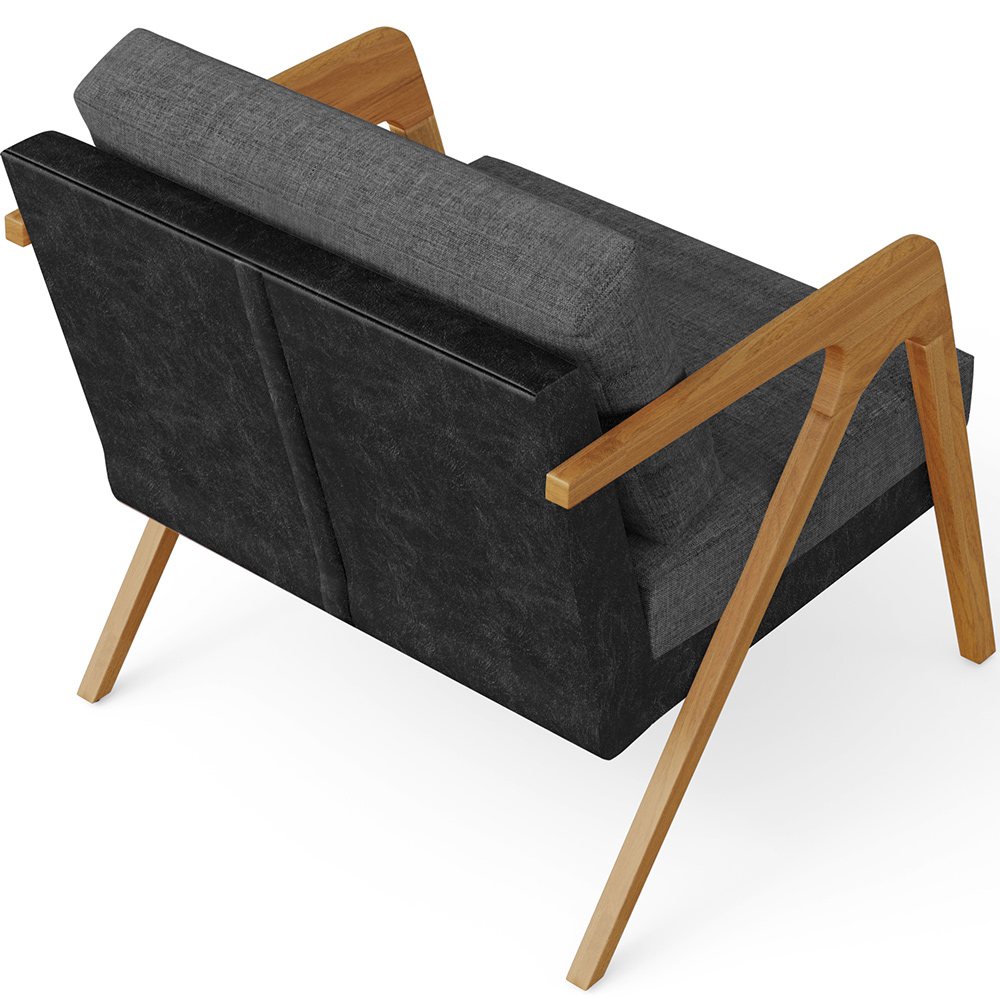Kit 02 Poltronas Decorativas Sala Estar Pietra L02 Couríssimo Preto Linho Cinza Escuro - Lyam Decor