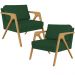 Kit 02 Poltronas Decorativas Sala Pietra Estrutura De Madeira L02 Suede Verde Musgo - Lyam Decor