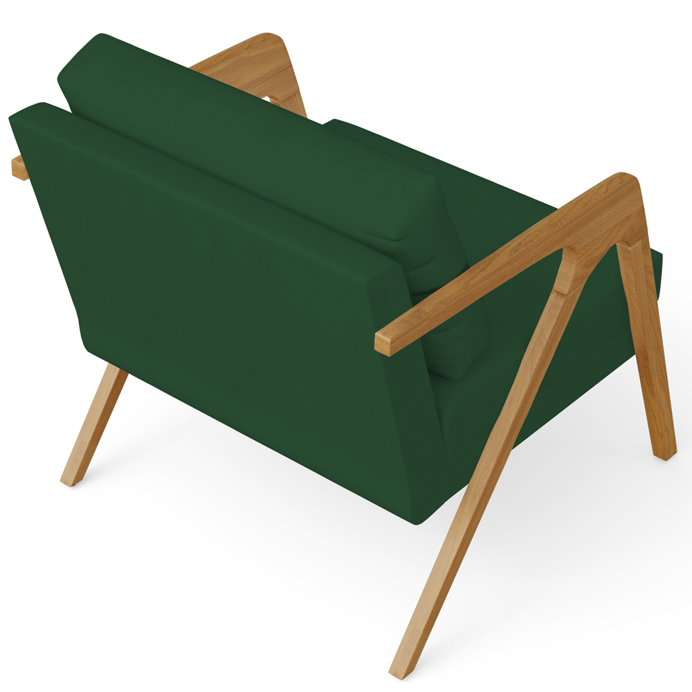 Kit 02 Poltronas Decorativas Sala Pietra Estrutura De Madeira L02 Suede Verde Musgo - Lyam Decor
